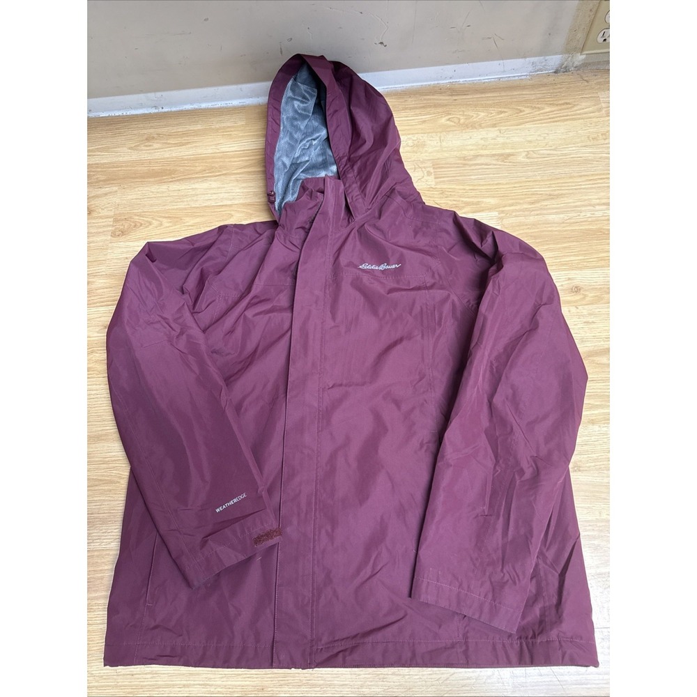 Eddie Bauer Weatheredge Packable Rainfoil‎ Hooded Jacket - Mens Large - Maroon